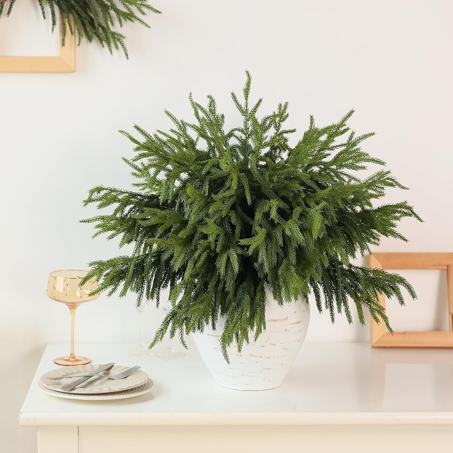 20 Pcs 18″Lifelike Touch Artificial Norfolk Pine Branches for Christmas | Rea…