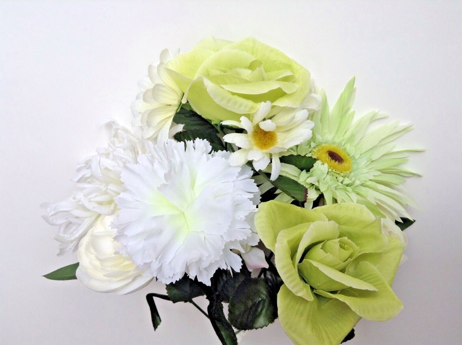 Cream Green Rose 15″ Mixed Bush Silk Flower Home Wedding Indoor Outdoor Decor US