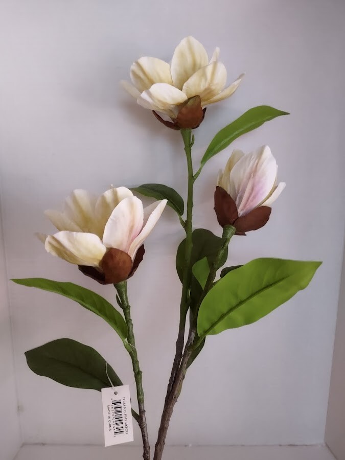 Magnolia stem bush CREAM with Green highlights