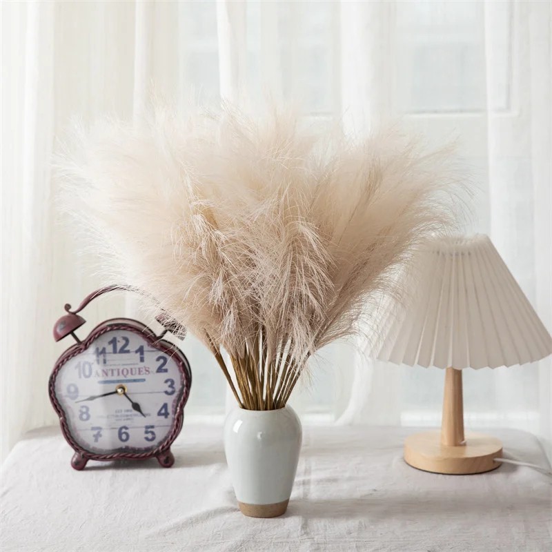 10Pcs Artificial Pampas Grass 56cm Silk Reed Bouquet Boho Decor