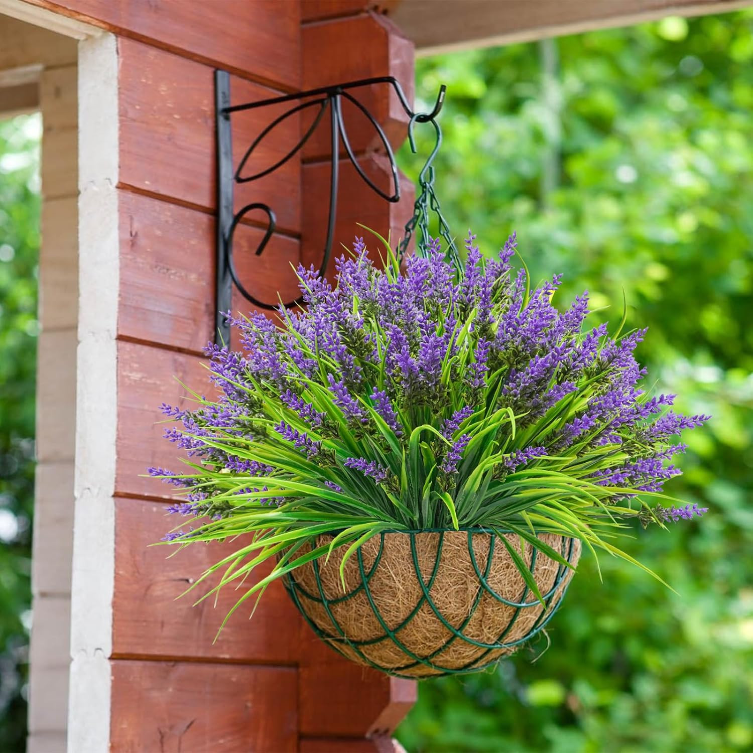 40 Bundles UV Resistant Fake Monkey Grass with Lavender for Outdoor Decor