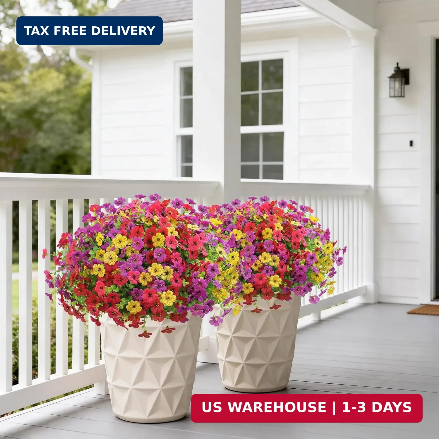 12 Bundles Artificial Flowers for Outdoor Indoor UV Resistant Fake Plants Silk F