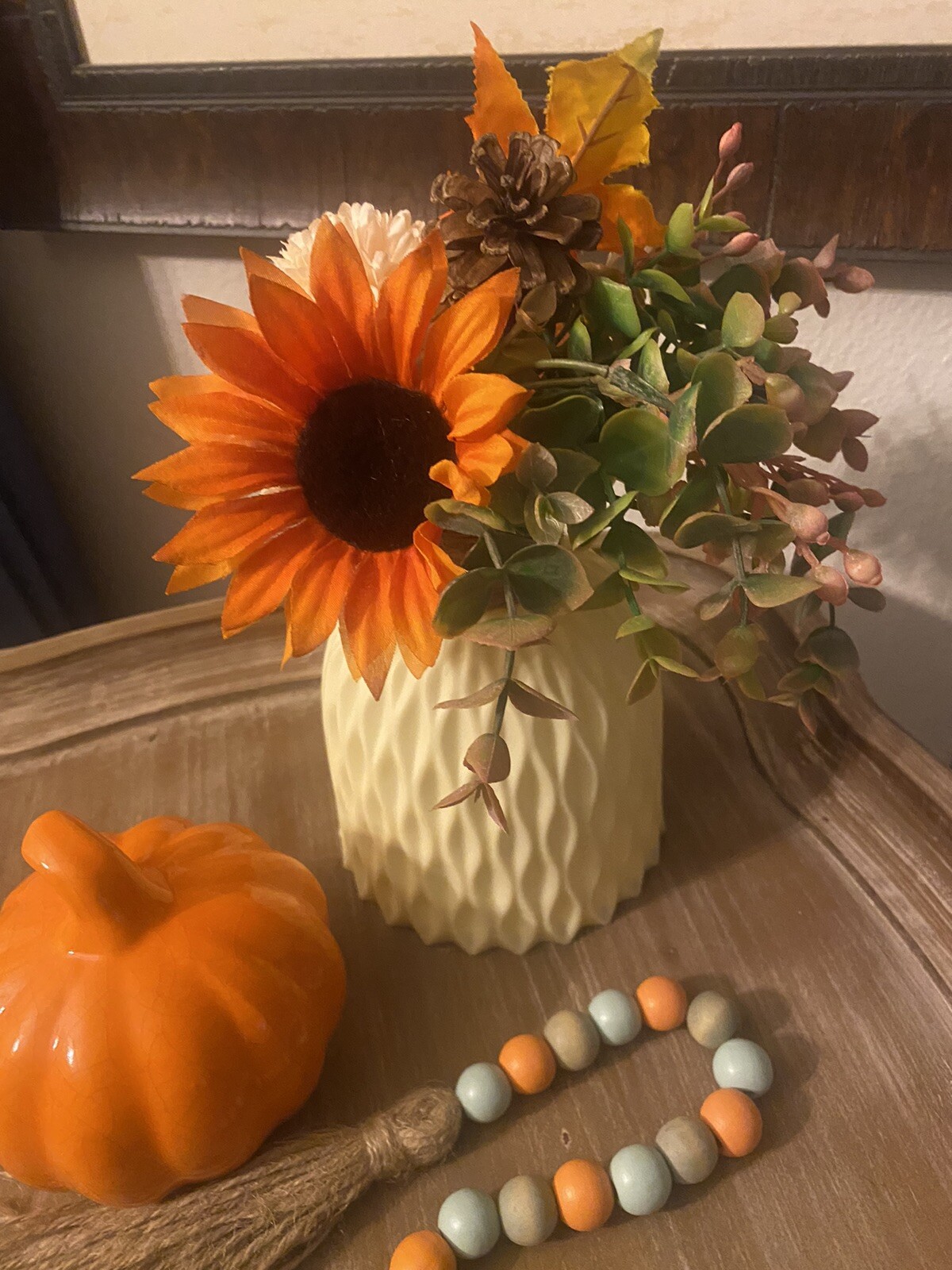 Autumn Fall Décor Flowers Floral Arrangement Gift Set Of 2