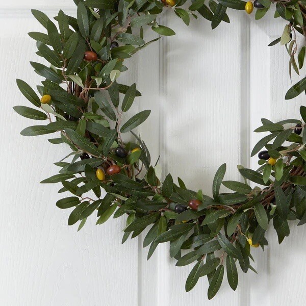 20” Artificial Olive Berry Twig Wreath Home Office Door Decor. Retail $77