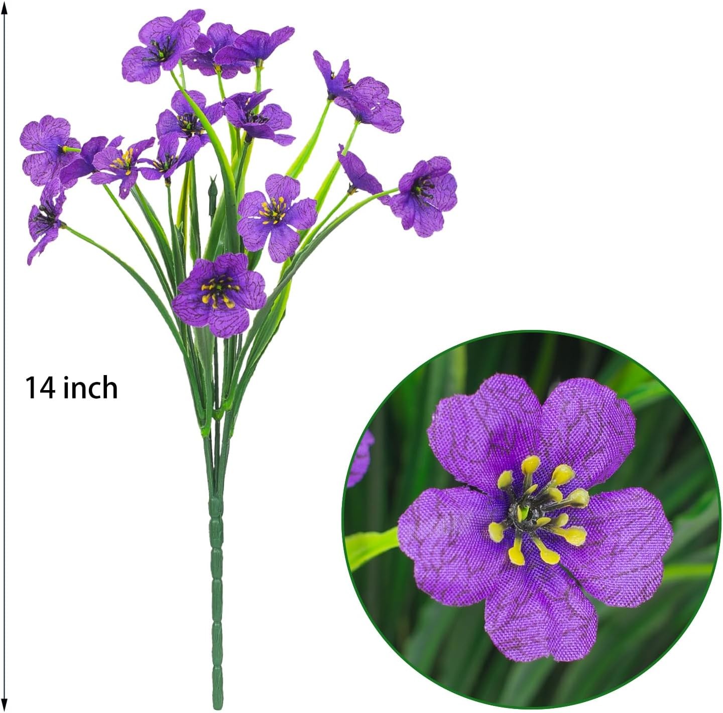 21 Bundles Artificial Flowers, UV Resistant Faux Silk Outdoor Planter