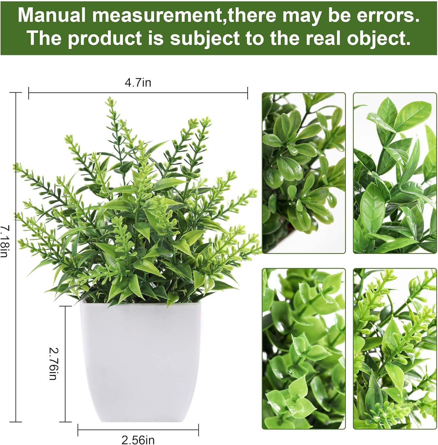 4 Pack Fake Plants Mini Artificial Greenery Potted Plants for Home Decor Indoor