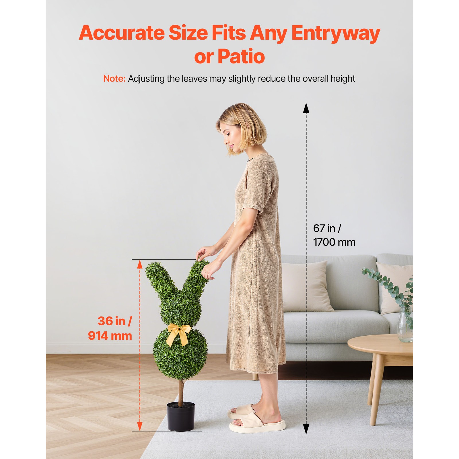 Uimoso 36-Inch Artificial Bunny-Shaped Boxwood Ball for Home Decoration
