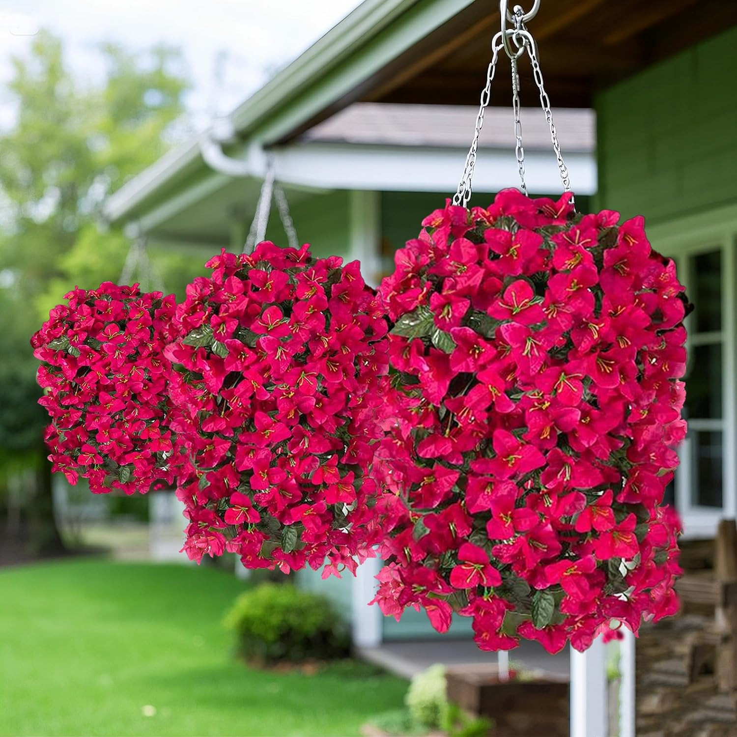 4Pc UV Resistant Bougainvillea Faux Flowers for Outdoor Decor – Rose Red