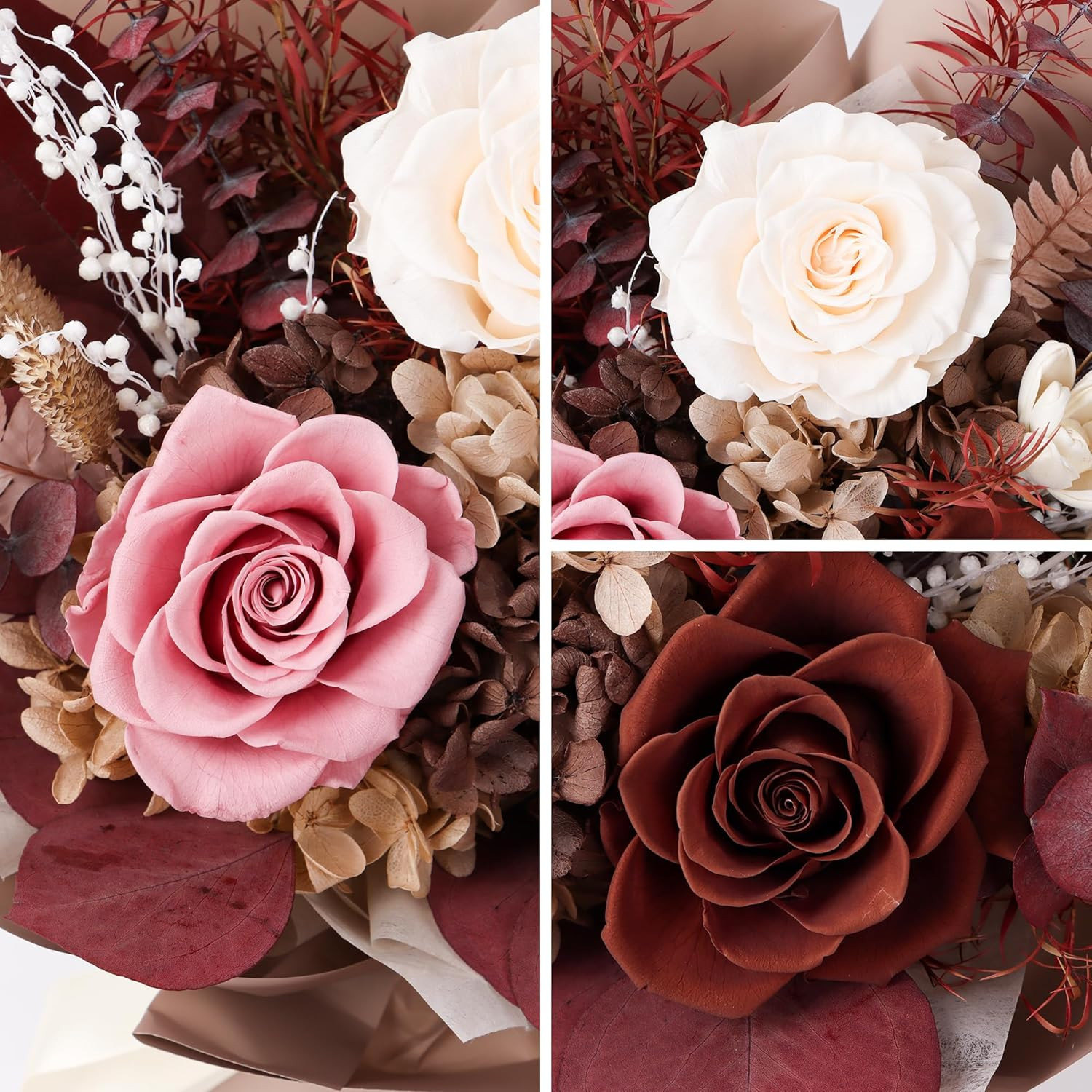 Preserved Flowers Bouquet, Real Eternal Flowers, Gifts for Women, Birthday Gifts