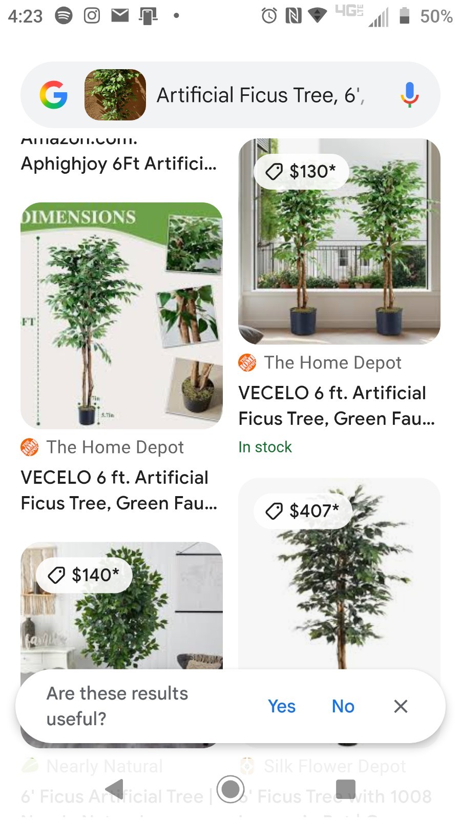Pre-owned 6′ Artificial Ficus Tree, 2-Piece, Simple Piecing/Separation- Good