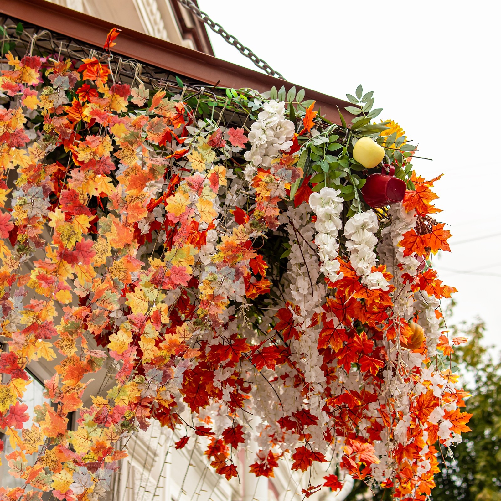 2Pcs Fall Maple Leaf Garland 5.9Ft Artificial Garland Decor Multicolor