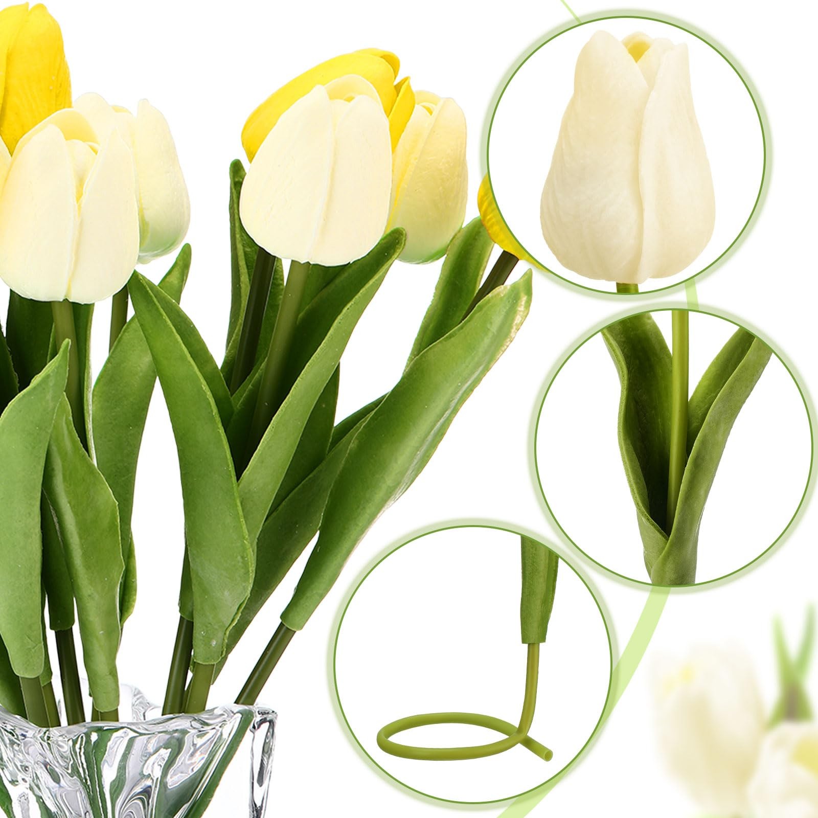 60pcs Artificial Tulip Flowers Fake PU Tulips Faux Latex Bouquet Flower Cente…