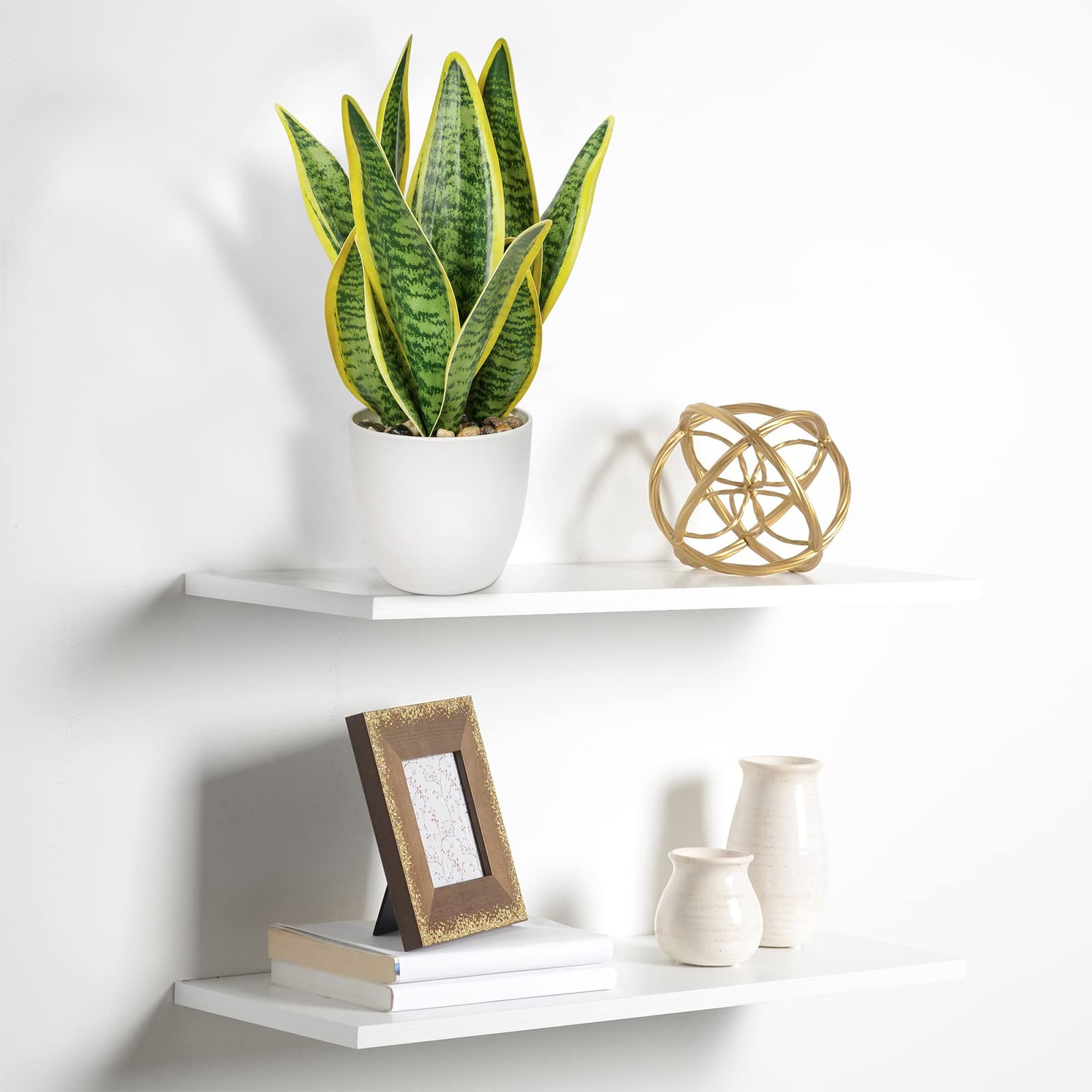 Artificial Snake Plant Potted Faux Sansevieria Trifasciata Plants, 13″ Tropic…