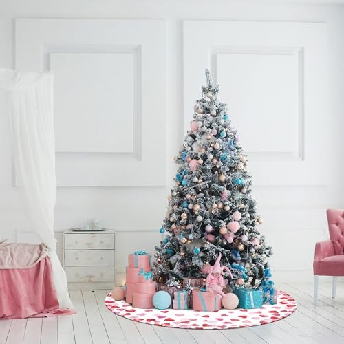 Valentines Day Tree Skirt 36 Inch Red Love Heart Xmas Tree Skirt 36″ Pink
