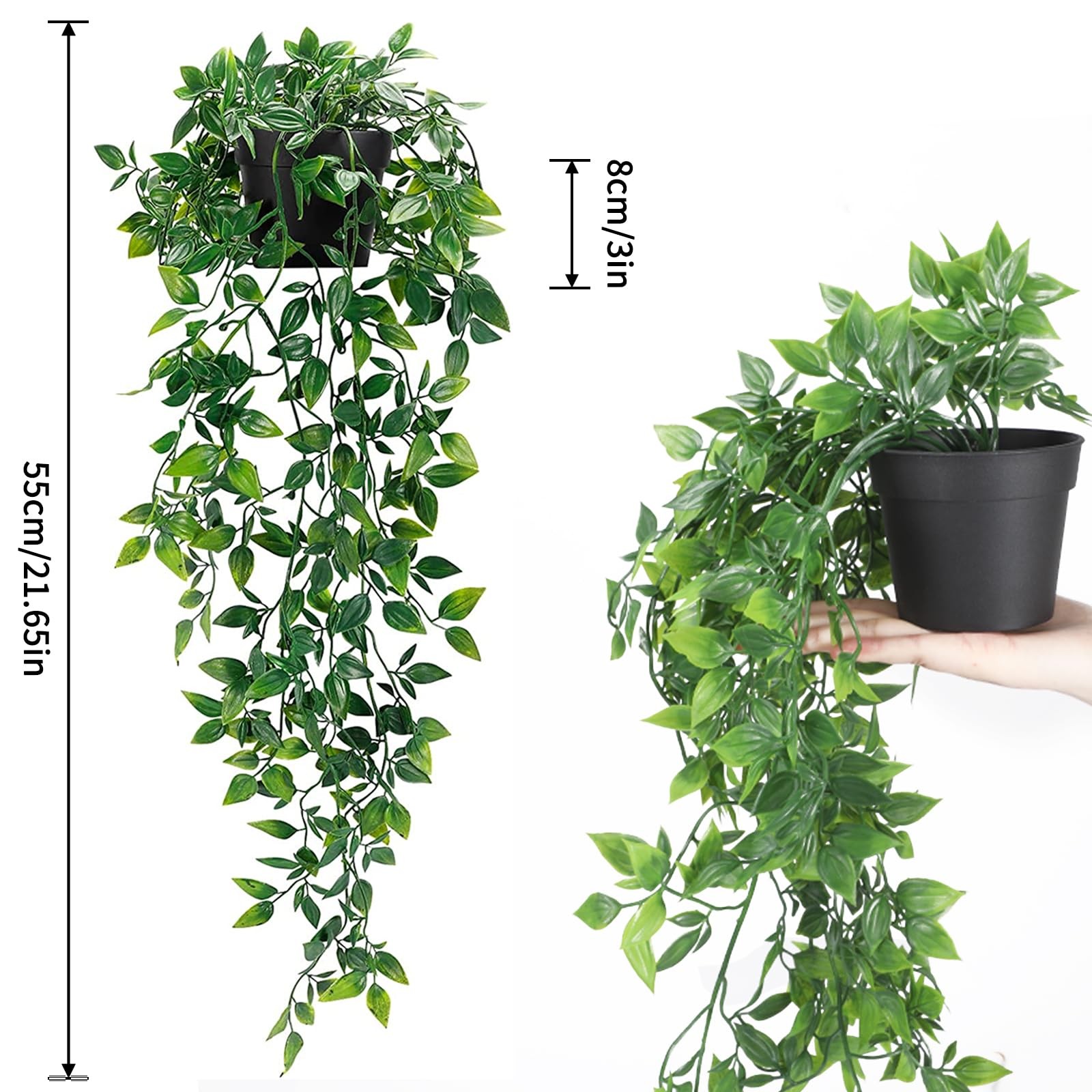 3 Pack Artificial Hanging Plants Fake Plants with Pots for House Bedroom Wall…
