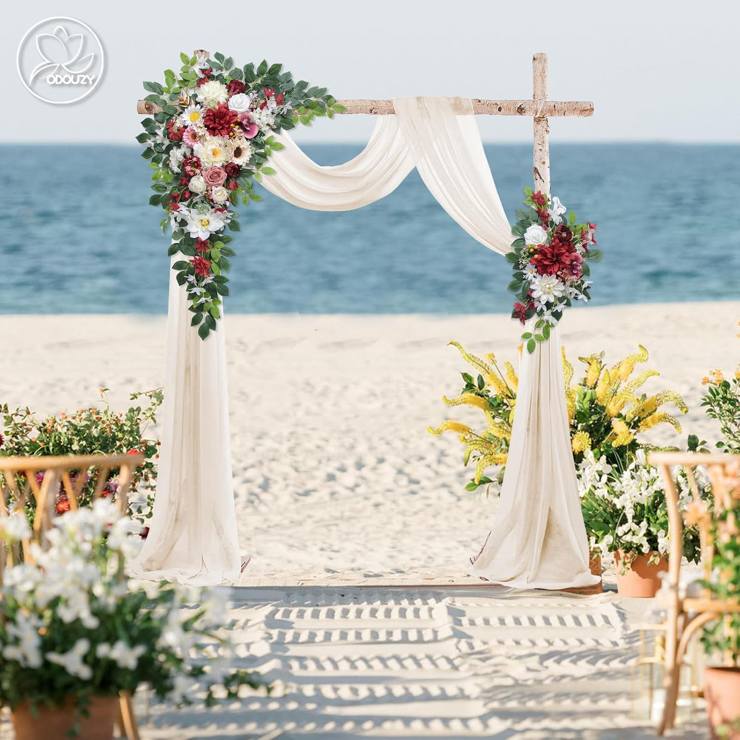 Wedding Arch Flowers Kit,Artificial Flower Arch Decor (Set of 3),2Pcs Artificial