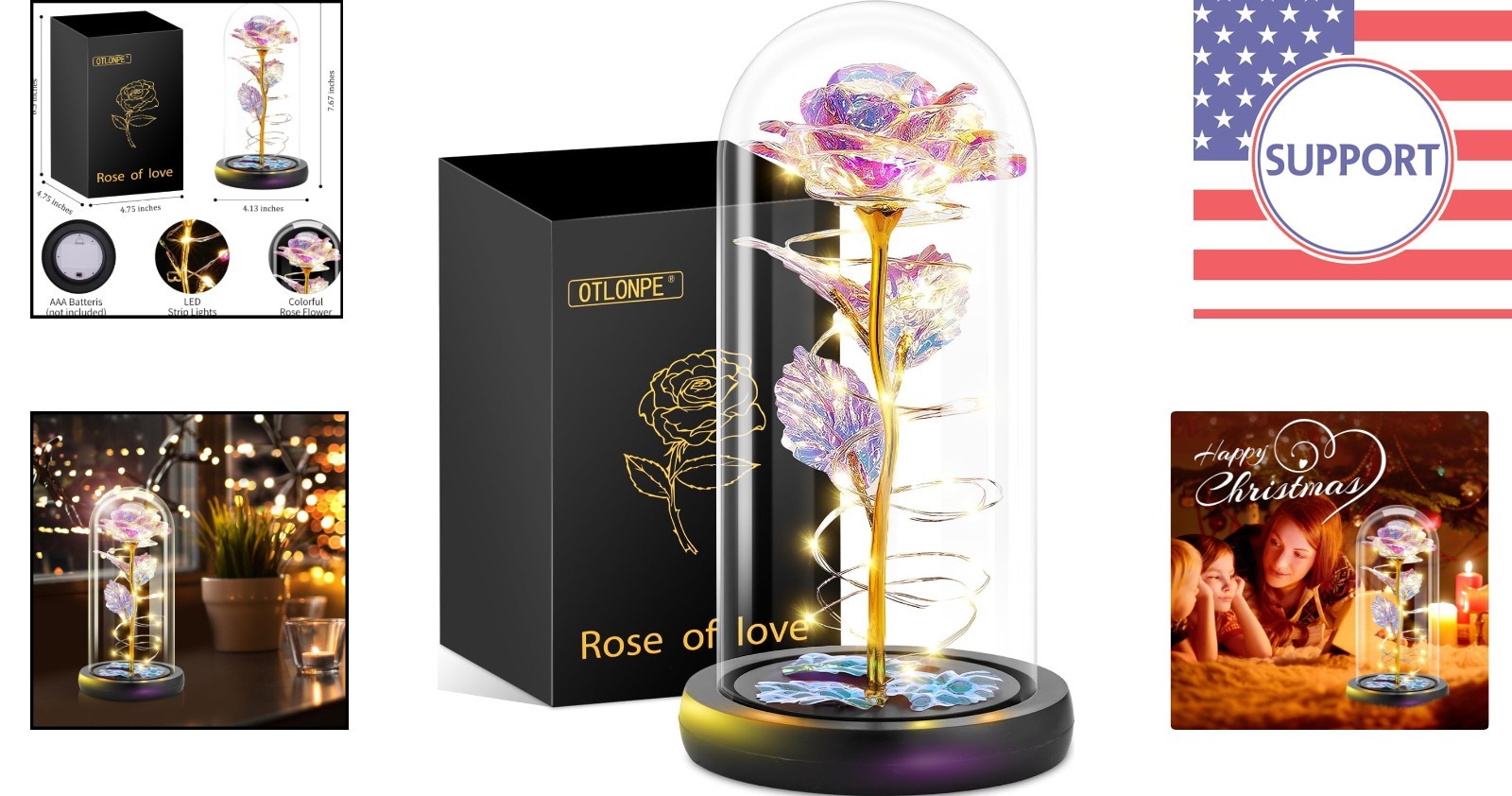 Maintenance-Free Glass Rose with Romantic LED Light – Gift for Any Occasion