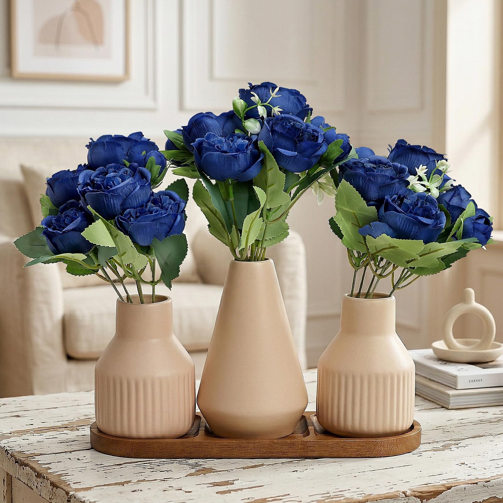 Flower Table Centerpiece – Dining Table Centerpiece Decor Set of 3 Fake Peoni…