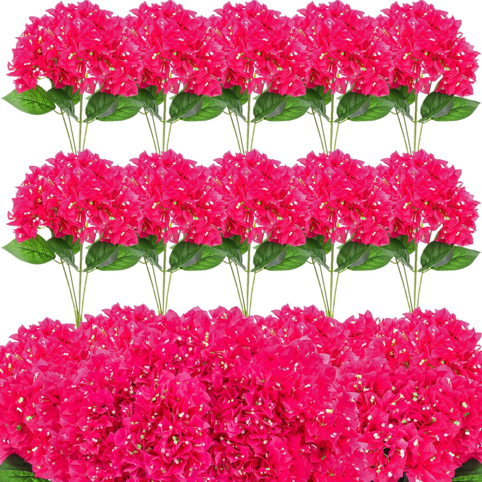 10 Pcs Artificial Flowers Bougainvillea Bush Faux Floral No Fade Faux Silk Bo…