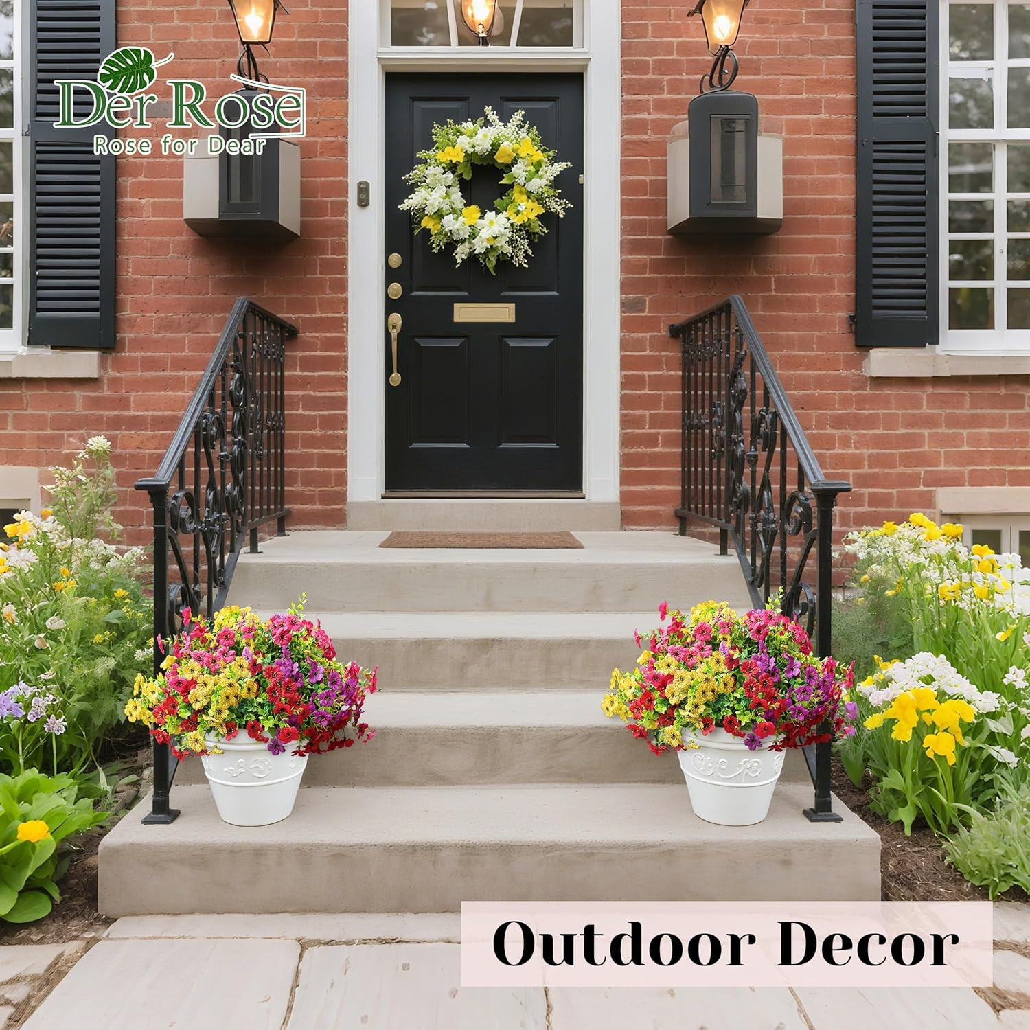 12 Bundles Artificial Flowers for Outdoors Fake Flowers Plants Spring Summer Dec