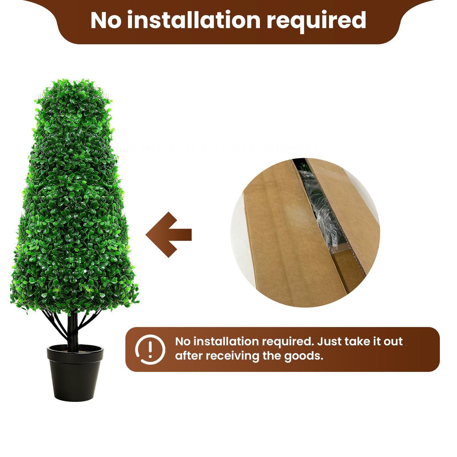 2 PCS 30″ Artificial Boxwood Topiary Trees UV Resistant Topiary Realistic Trees