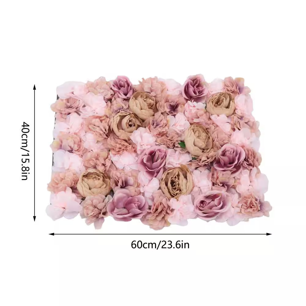 23 .6 In. X 15.7 In. Autumn Pink Artificial Floral Wall Panel Silk Fabric Rose D