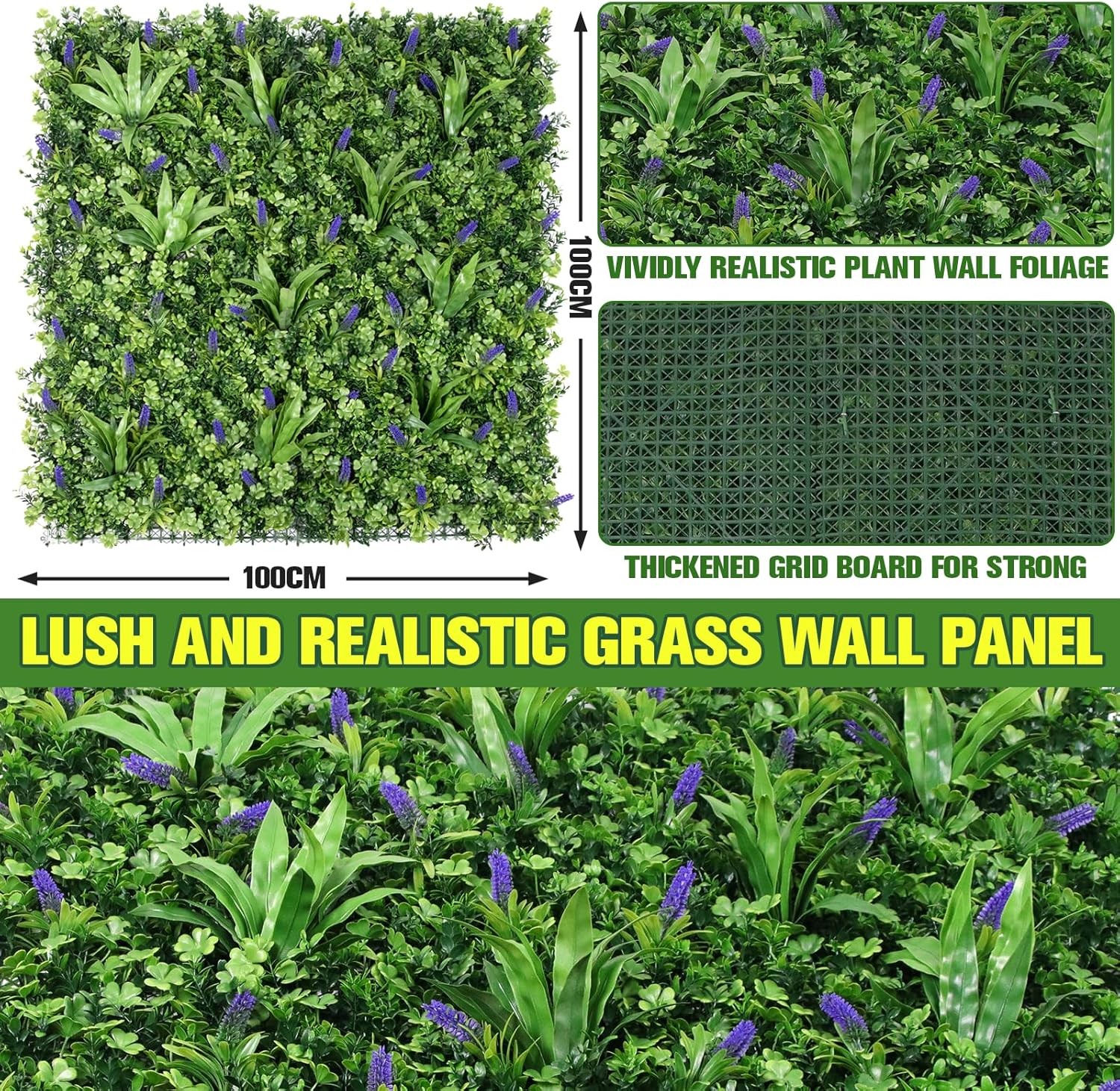 3PCS 40×40″ Artificial Privacy Fence Wall Hedge Panel Faux In/Outdoor Home Decor