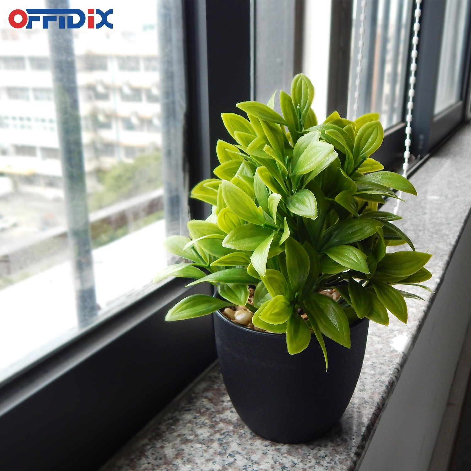 1 PC Artificial Eucalyptus Plants With Black Vase Potted Fake Light Green