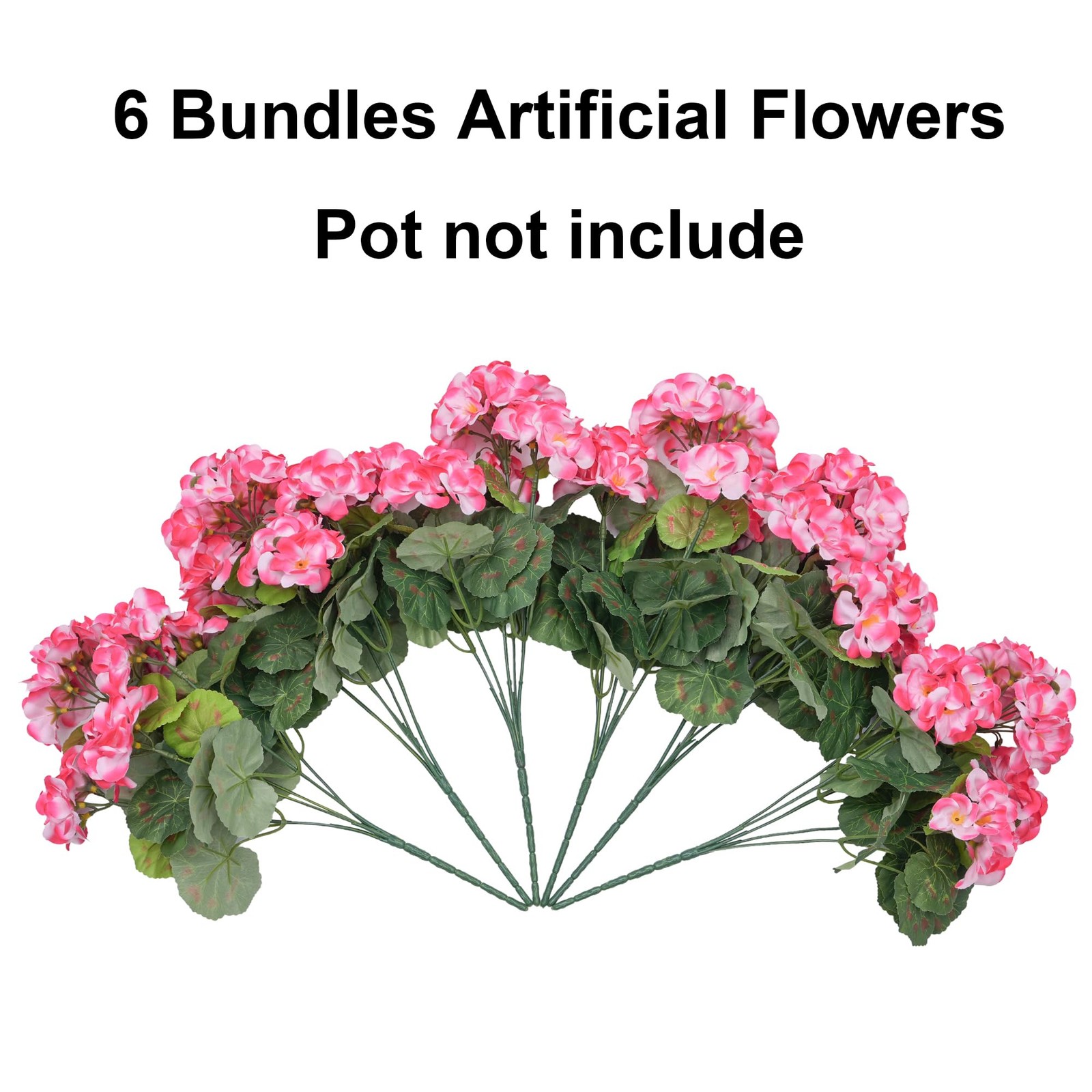 Fake Geraniums Artificial Flowers for Outdoors Outside, 6 Bundles Pink Silk G…