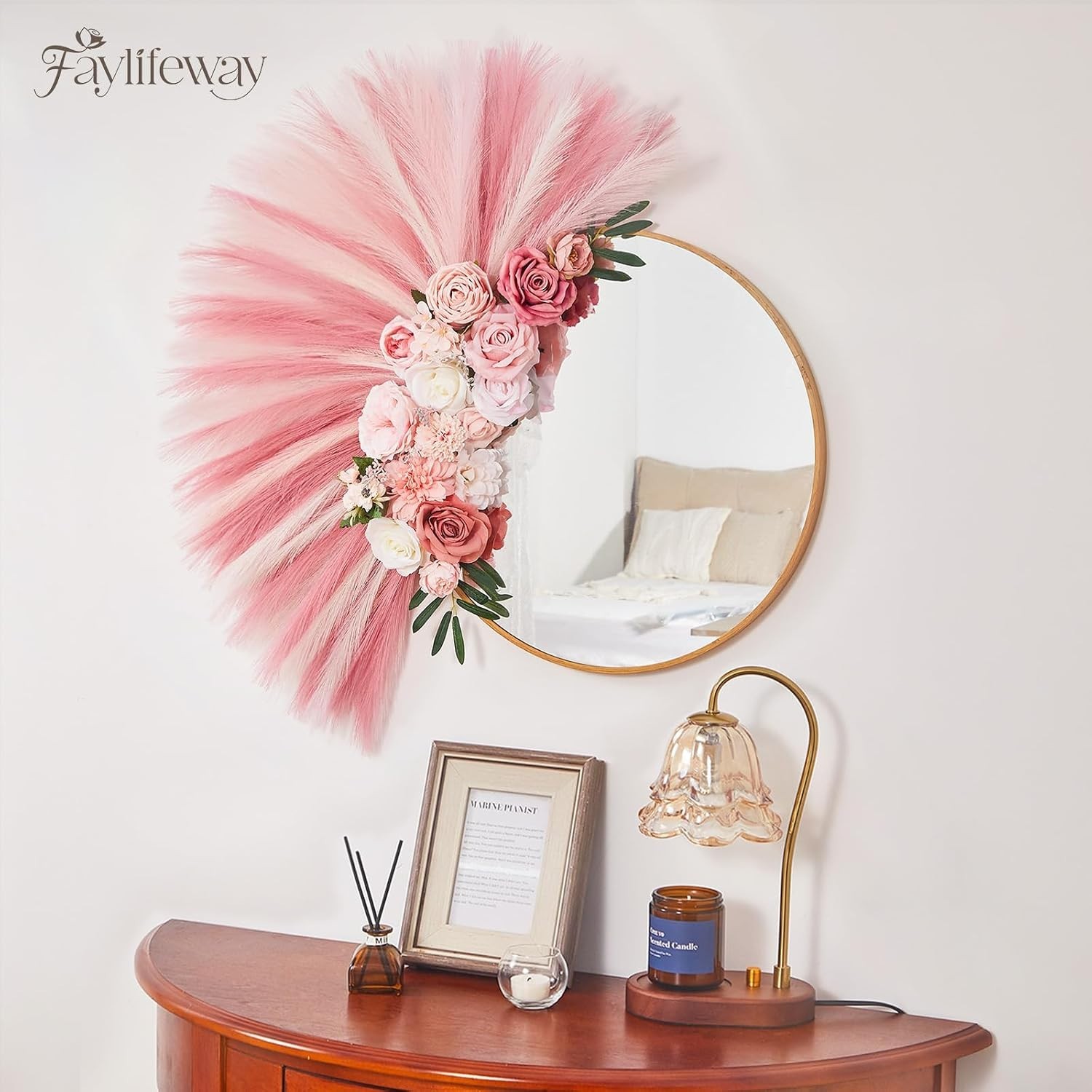 50PCS 17in Fluffy Blush Pink Pampas Grass – Ideal for Elegant Home & Event Decor