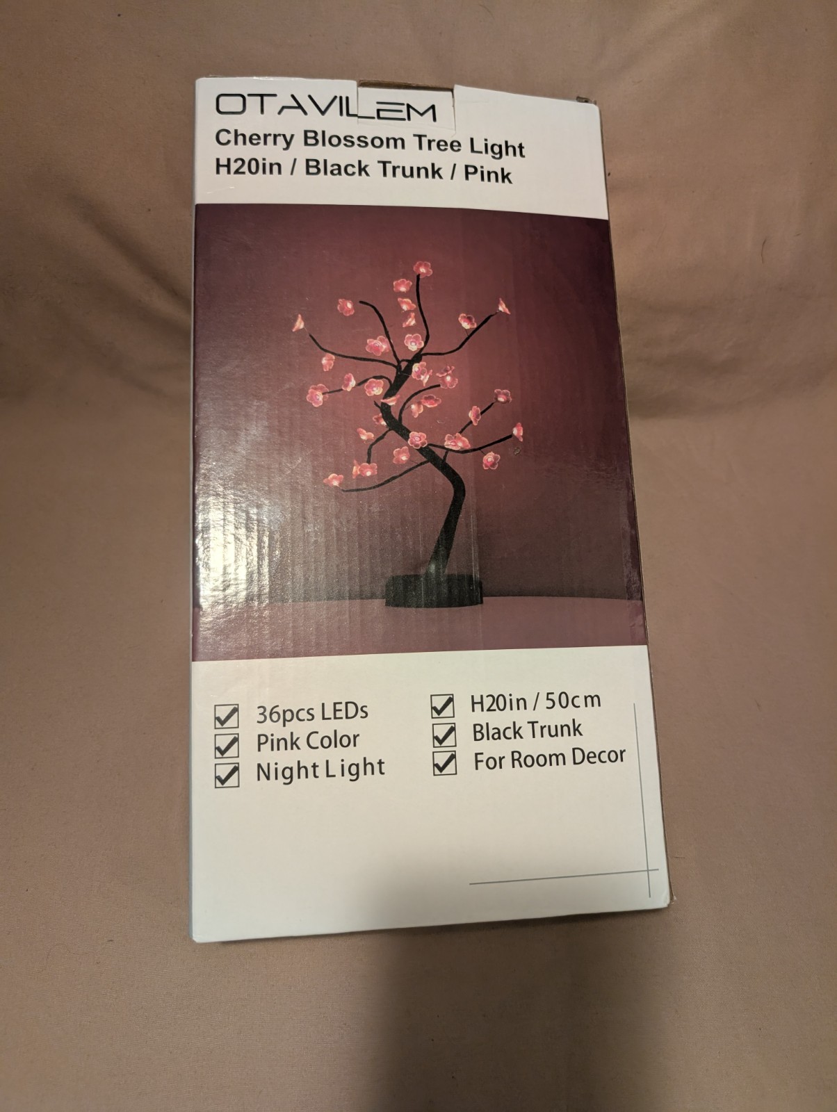 Cherry Blossom Tree Lamp, 20inch 36 Led Tree Lights, Battery/USB Operated