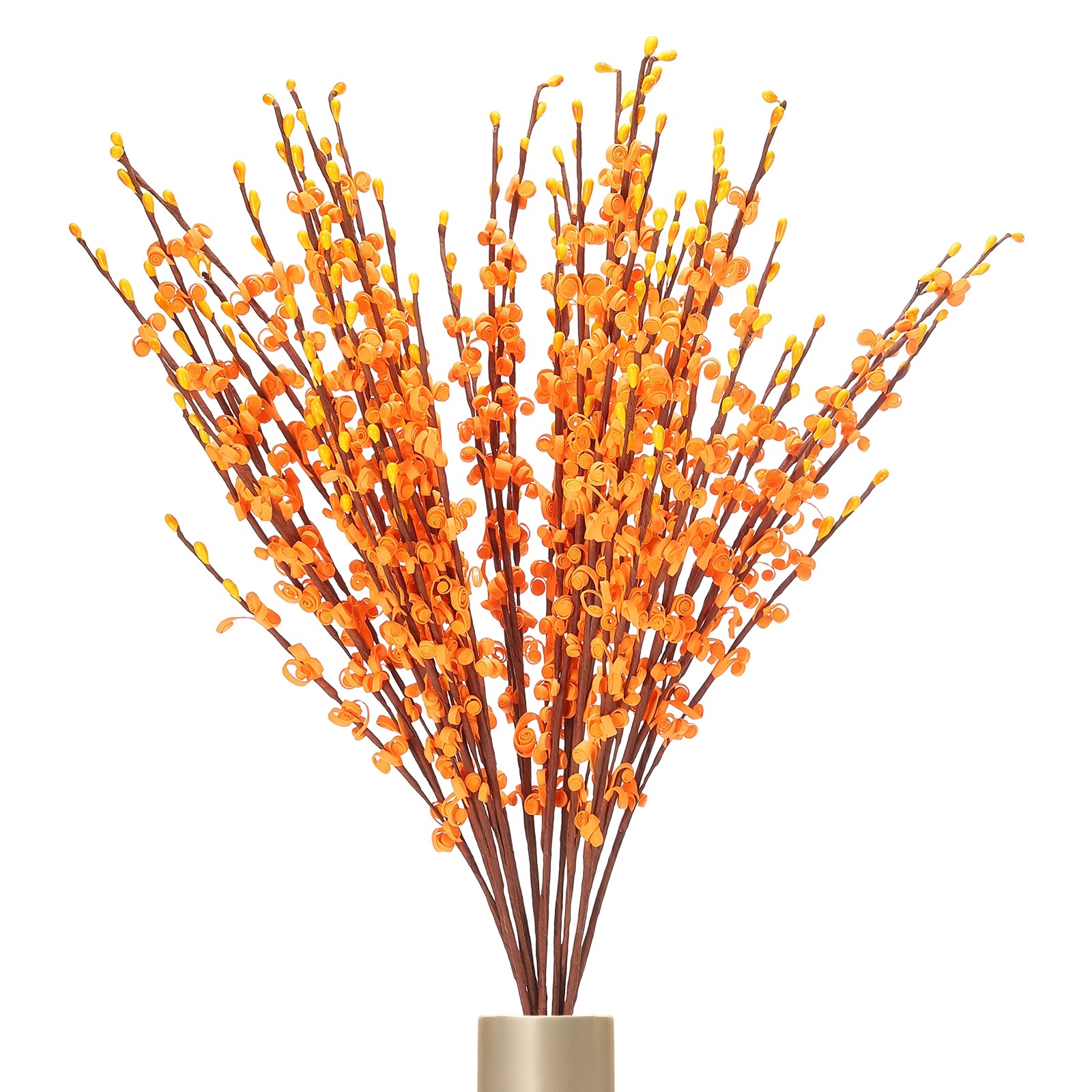 12Pcs Tall Jasmine Flower for DIY Floral Art Plant(Orange)]