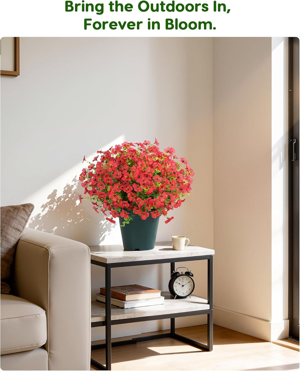 UV Resistant 20” Red Silk Daisy Bush – Perfect for Outdoor Decor