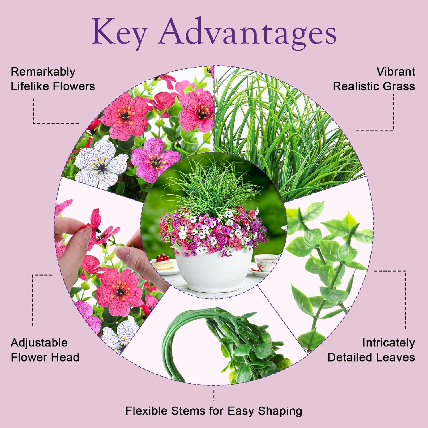 14 Bundles Artificial Flowers for Outdoors UV Resistant Fake Daisy Plants Decor