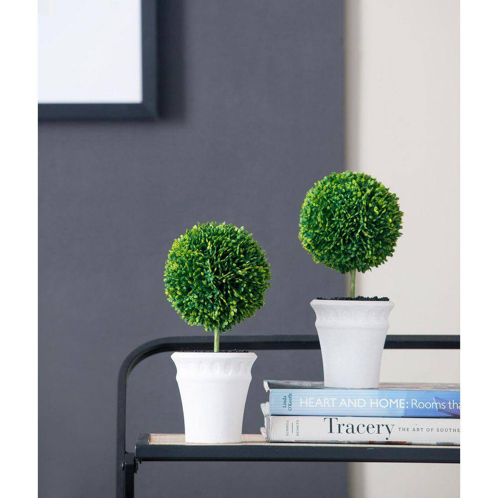 3 In. Mini Faux Topiaries in Cream Pot (3-Pack)