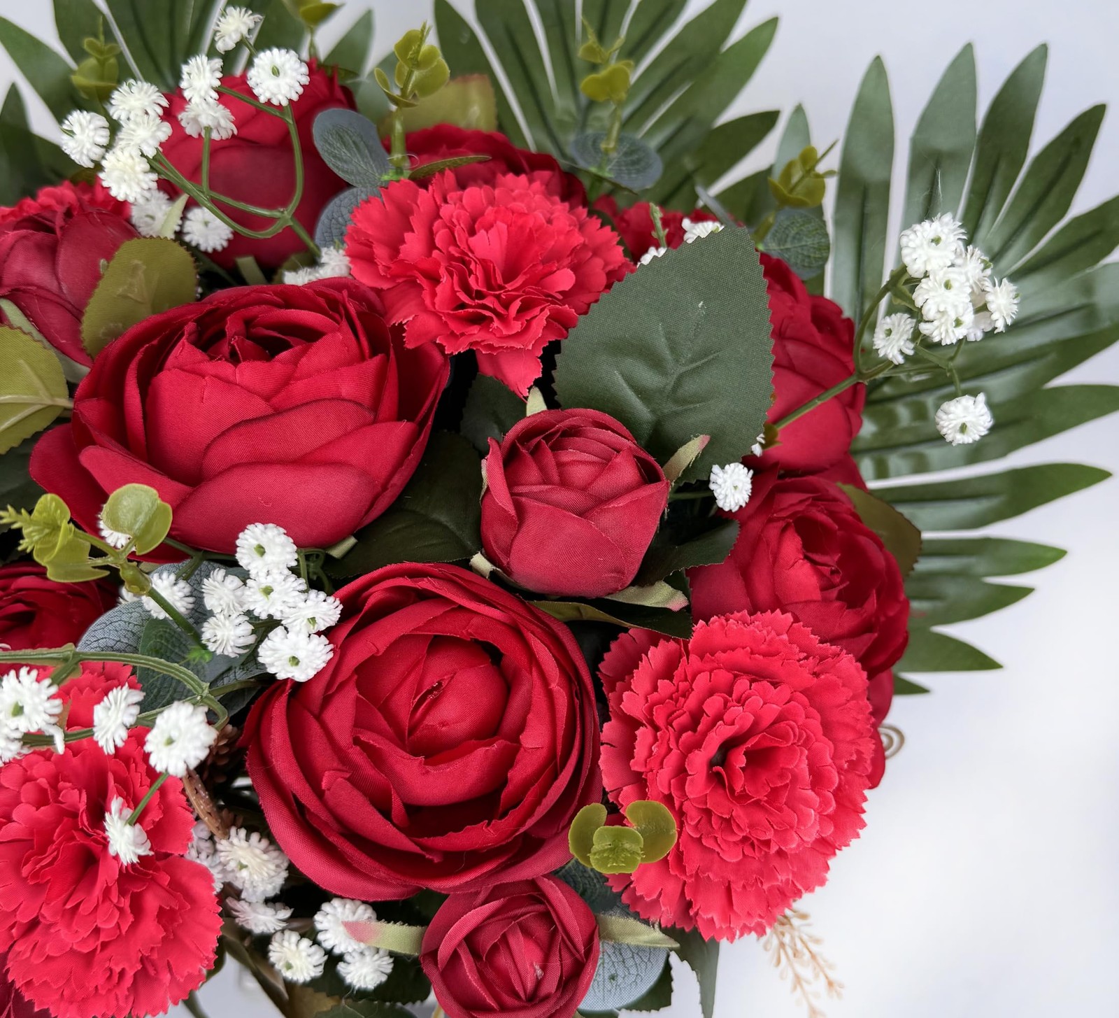 Artificial Cemetery Flowers with Vase for Grave Decorations,Rose Camellia Car…