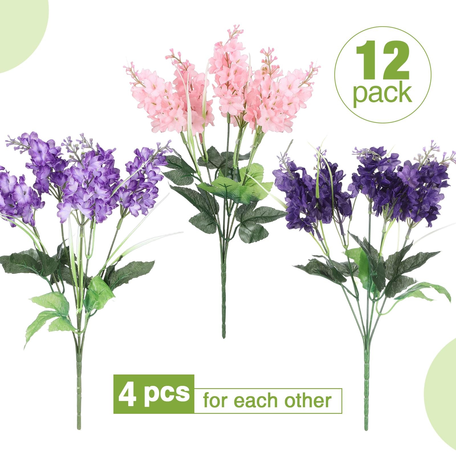 12 Pcs Artificial Flowers Outdoor, 14” Fake Silk Hyacinth Flowers UV Resista…