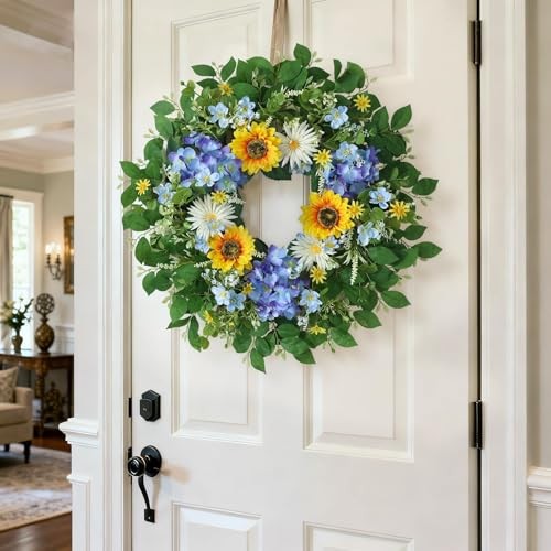 26″ Large Artificial Flower Wreath for Front Door Outside – Spring Summer