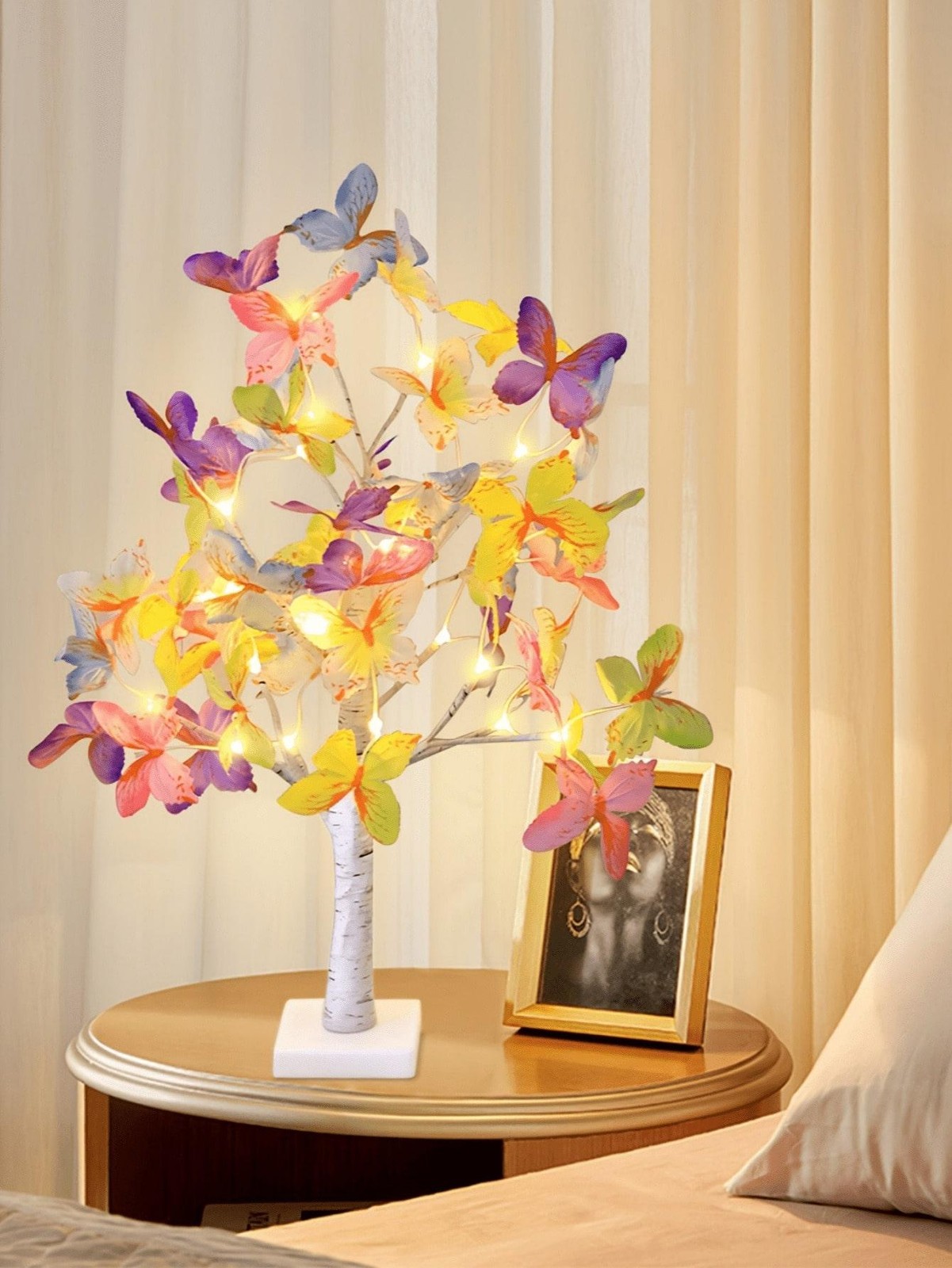 Butterfly Flower Tree LED Lamp USB Battery Artificial Plant Light Decor Home