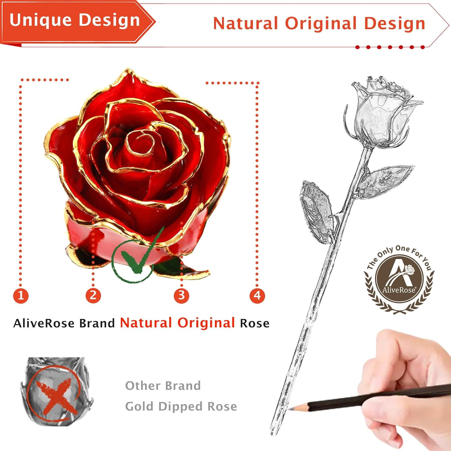 24K Gold Dipped Rose Gift Set with Crystal Vase for Her