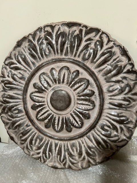 Rustic Embossed floral Wall Tin in Distressed Metal – 20 inch