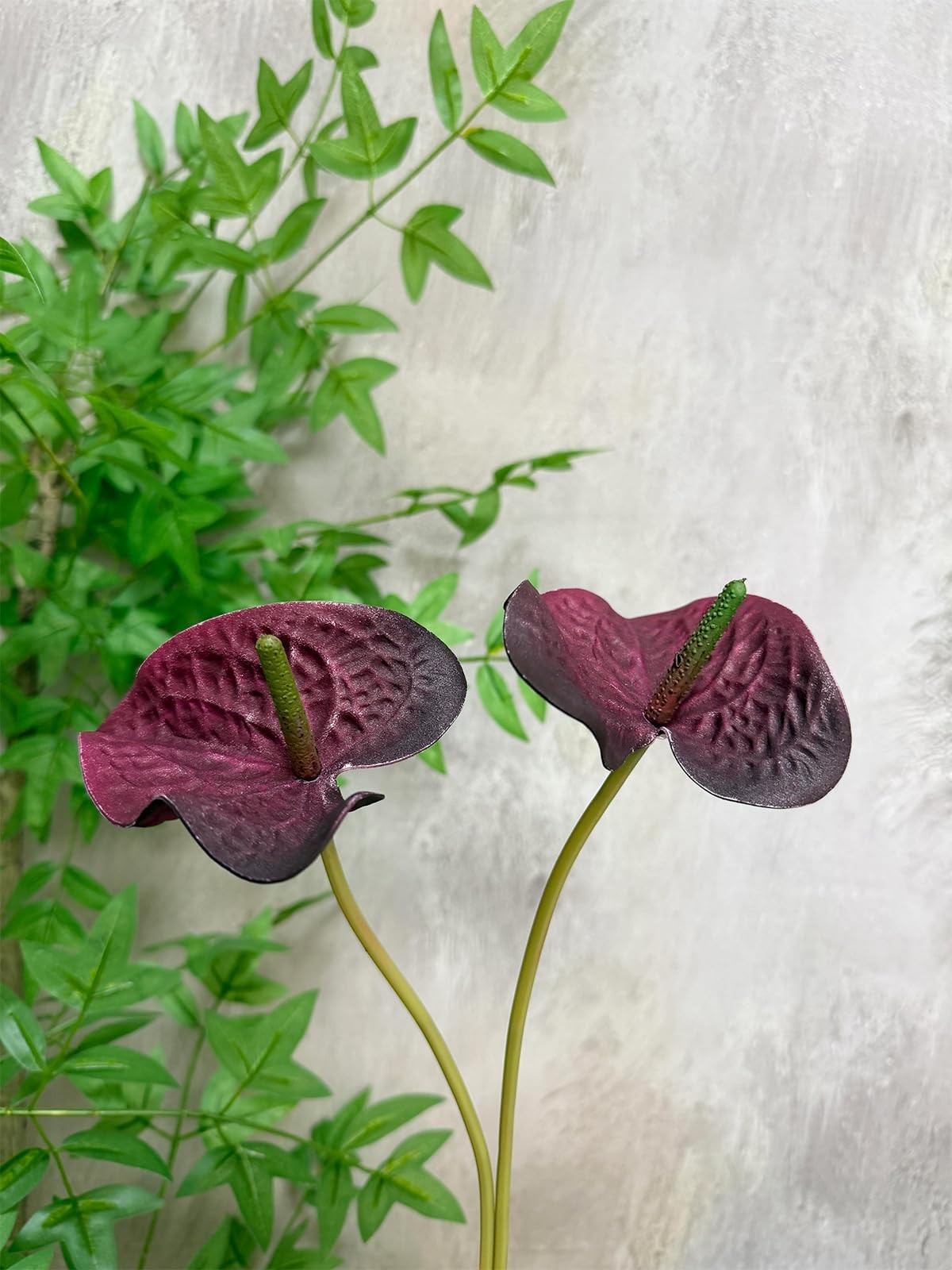 10pcs Burgundy Anthurium Artificial Flowers, 23.6″ Burgundy Flowers Artificia…