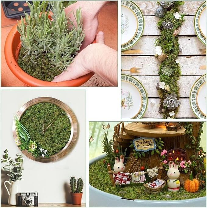 Musgo artificial de 17,6 oz para plantas en macetas, musgo falso natural, musgo.