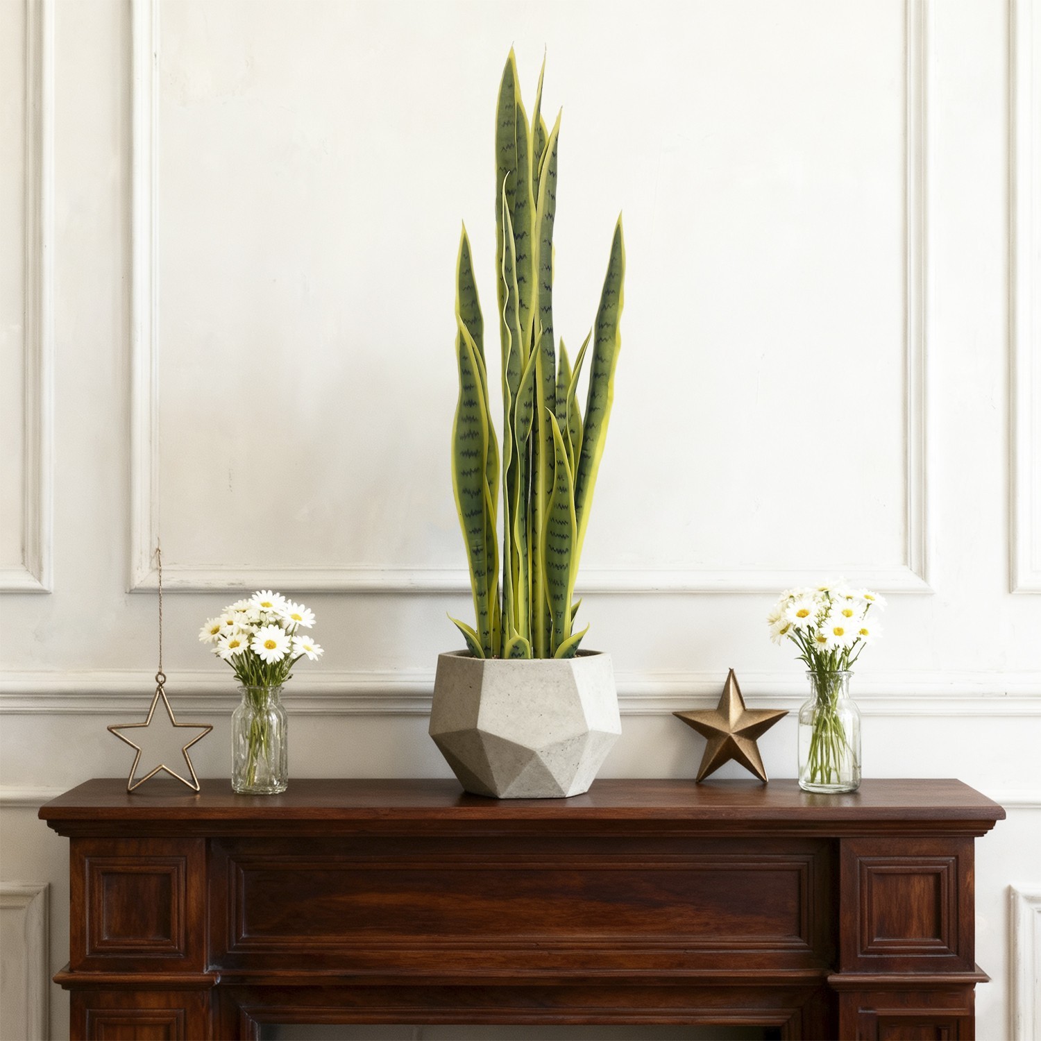 3ft Artificial Snake Plant 2 Pack Fake Sansevieria for Home Decor