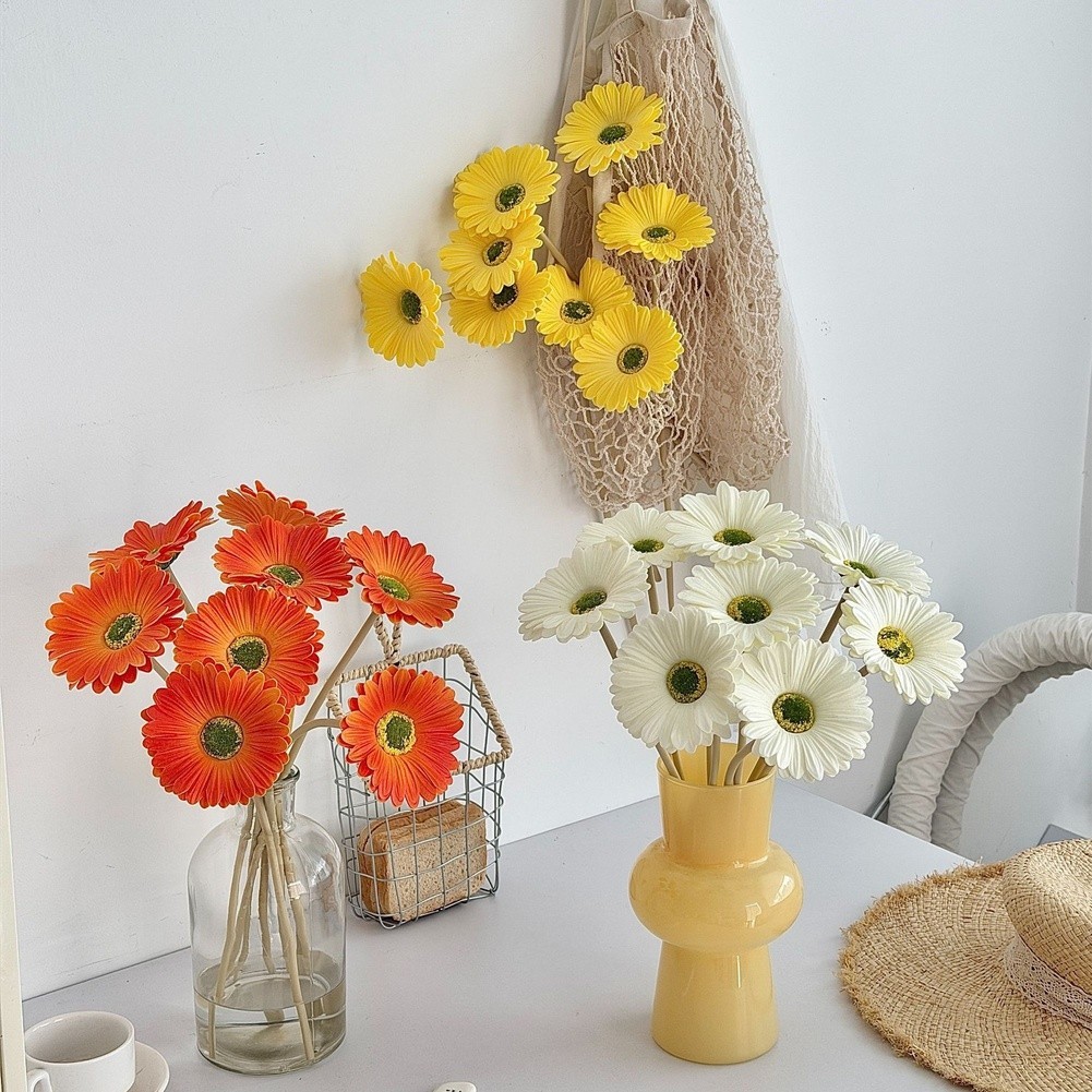 PU Artificial Gerbera Daisy Flowers for Wedding for hotel Home Decor Floral