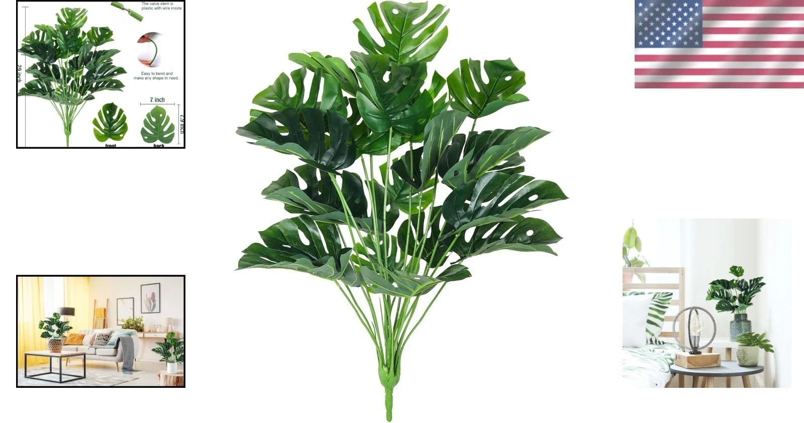 Faux Monstera Palm Tree – 29” UV Resistant Tropical Plant for Indoor & Outdoor