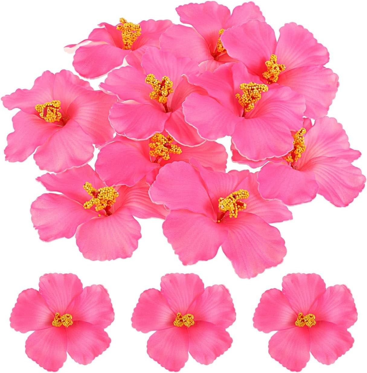 10pcs Artificial Hibiscus Flowers Faux Tropical Decor for Parties and Home fo…