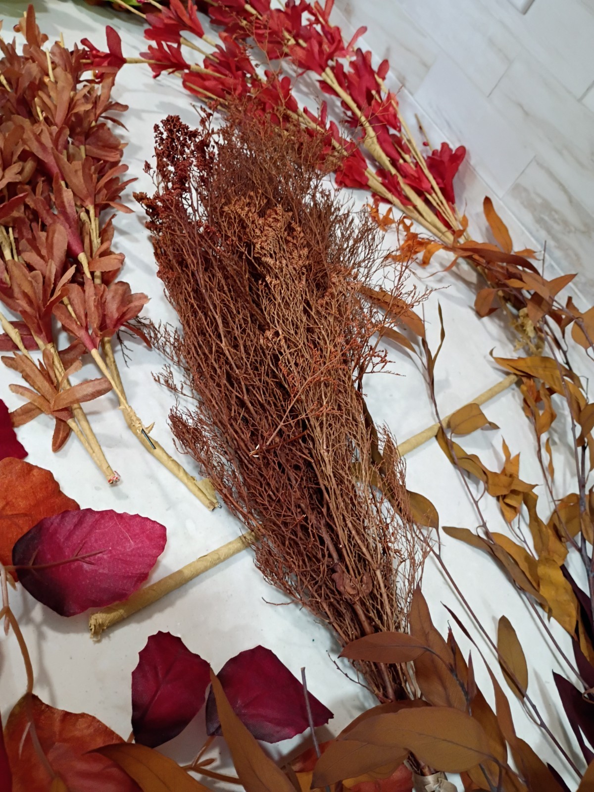 Artificial Stems Picks Flowers; Brown, Orange, Purple
