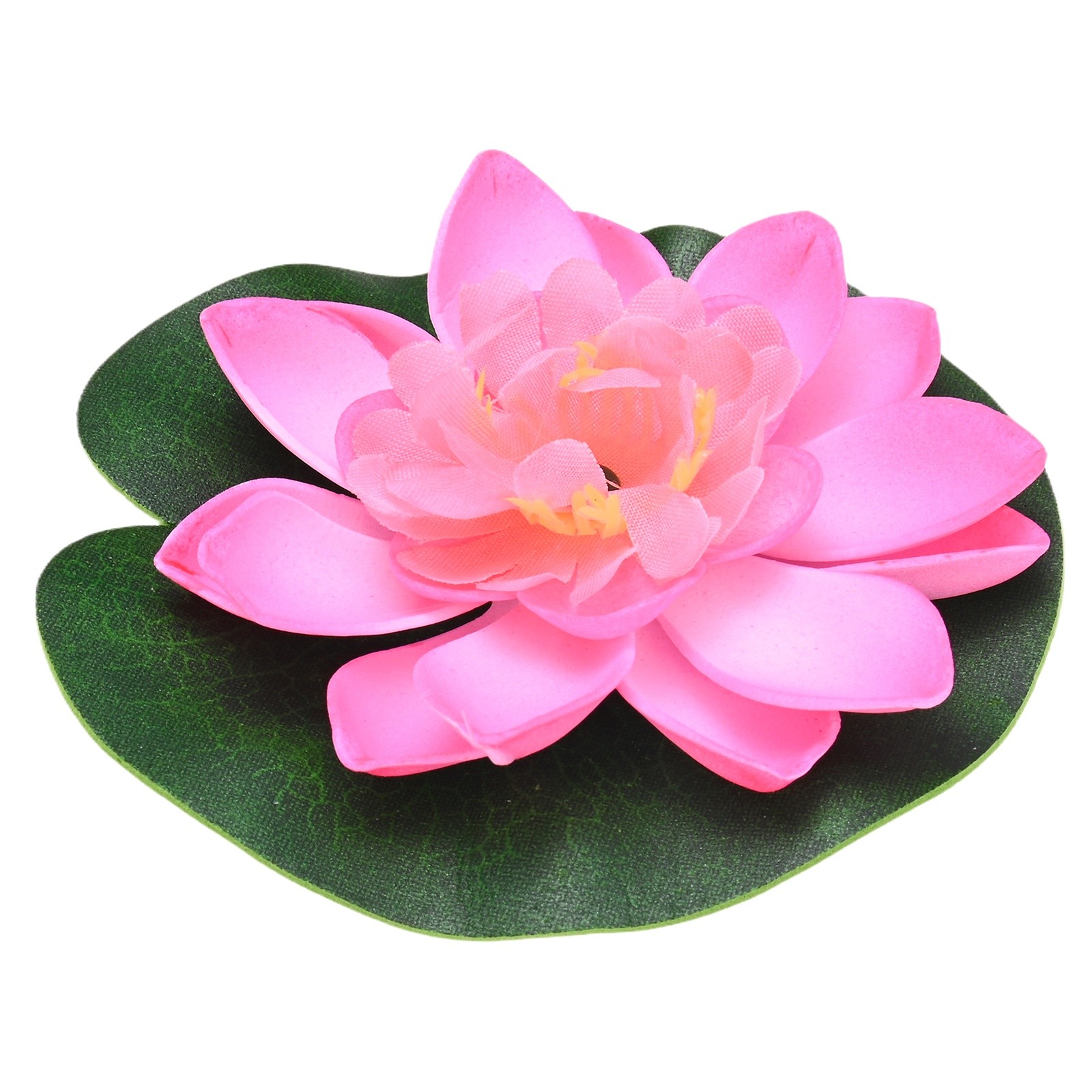 1-Set Artificial Foam Lotus Flower with Water Lily Pad, 4″ [Light Pink]