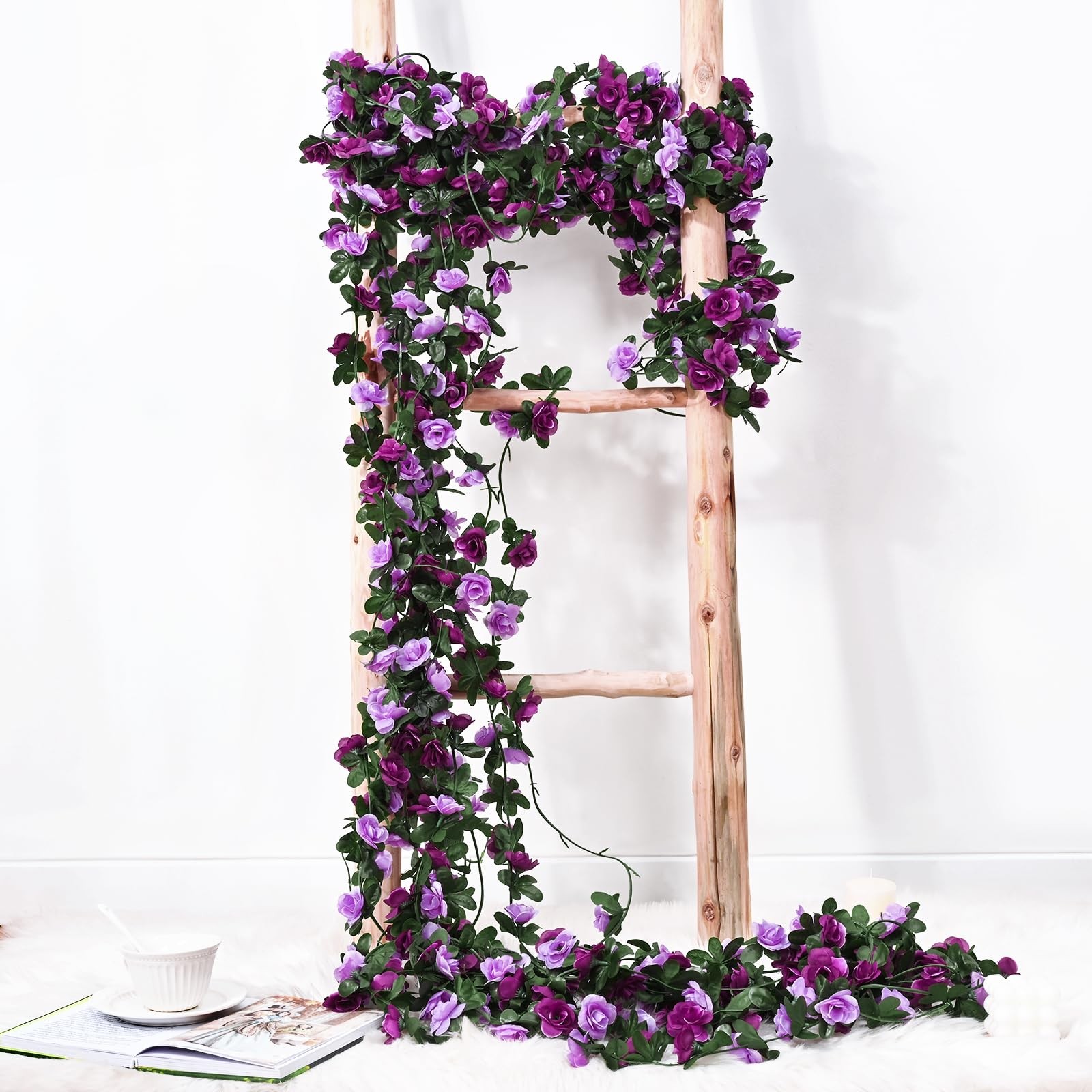 5Pcs 41Ft Flower Garland Artificial Rose Vines for Bedroom, Cute Fake Hanging…